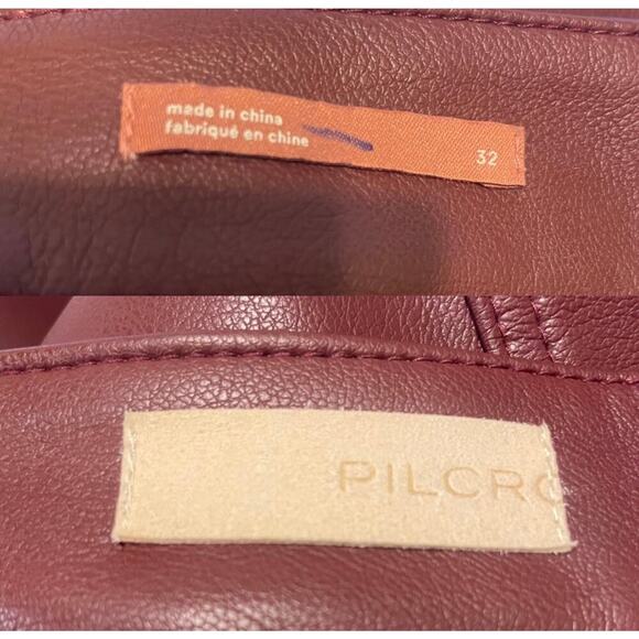 Anthropologie Pilcro The Breaker Cropped Faux Leather Burgundy Pants Size 32 - Picture 8 of 8